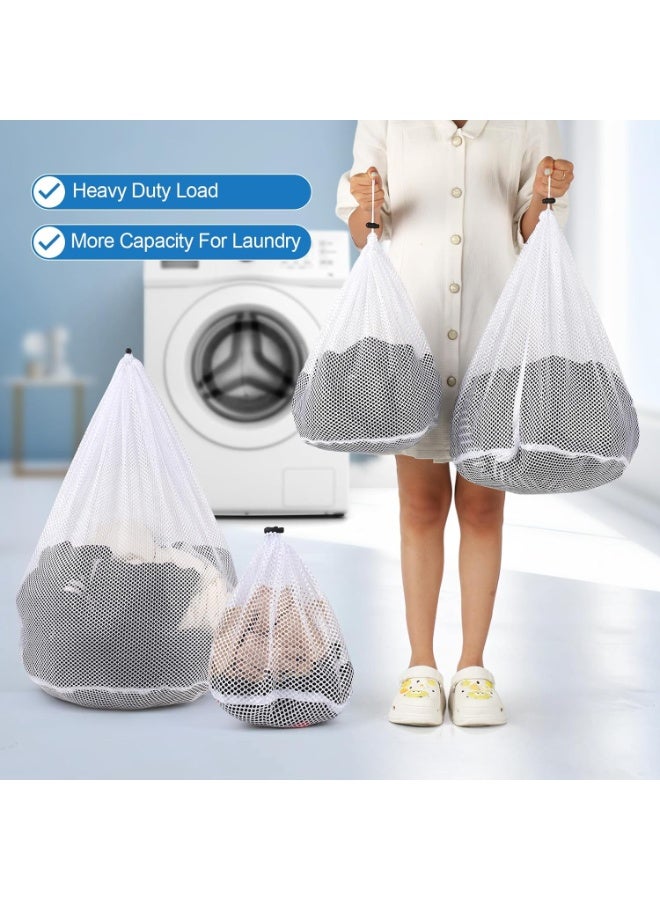 4pcs شبكة حقائب الغسيل غسالة الغسالة شبكة غسيل حقائب للملابس الحساسة، الملابس الداخلية، الملابس الداخلية، بطانات السرير مع إغلاق خيوط السحب دائمة - Image 4