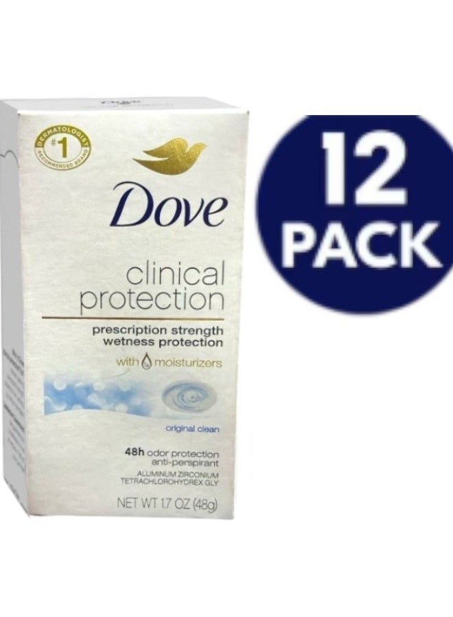 Dove مزيل العرق للحماية السريرية، نظافة أصلية، 1.7 أونصة (12 عبوة) (حزمة) - Image 1
