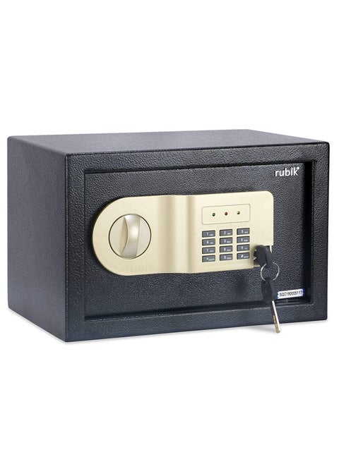 Safe Box with Digital Pin Code Keypad and Key Lock for Home Office Personal Use RB20AJ (20x31x20cm) Black