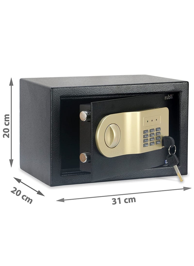 Rubik Safe Box with Digital Pin Code Keypad and Key Lock for Home Office Personal Use RB20AJ (20x31x20cm) Black  - Image 5
