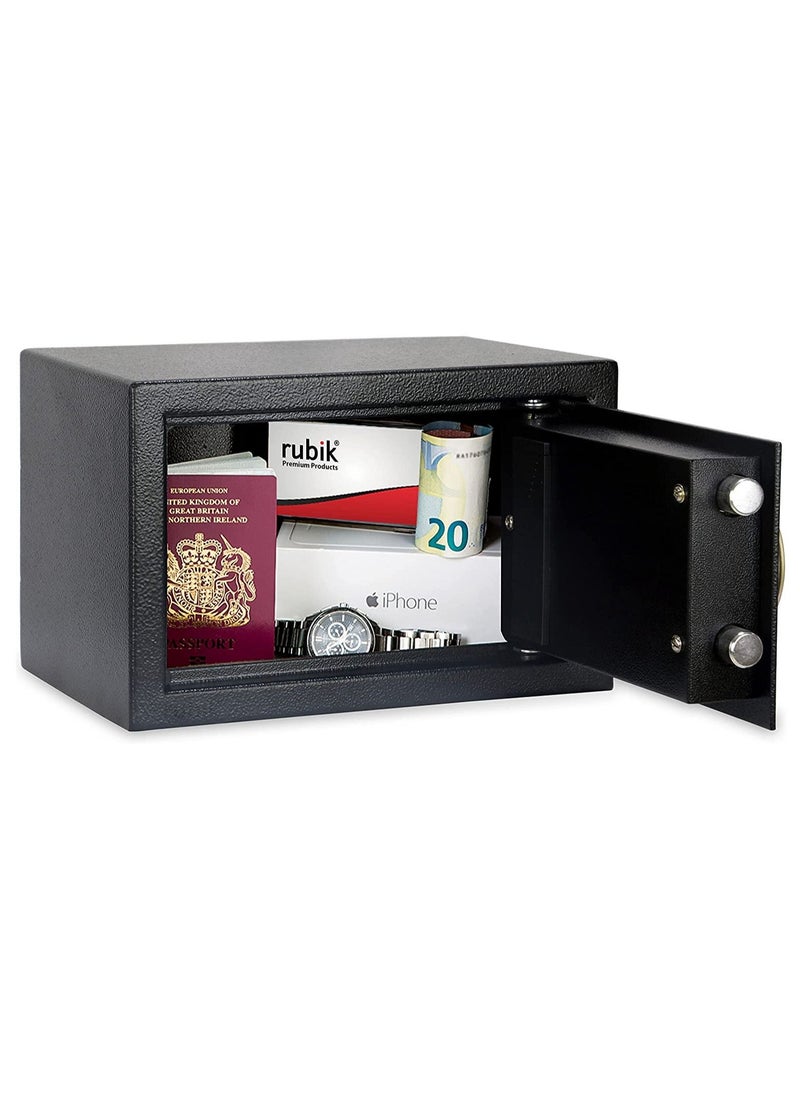 Rubik Safe Box with Digital Pin Code Keypad and Key Lock for Home Office Personal Use RB20AJ (20x31x20cm) Black  - Image 4