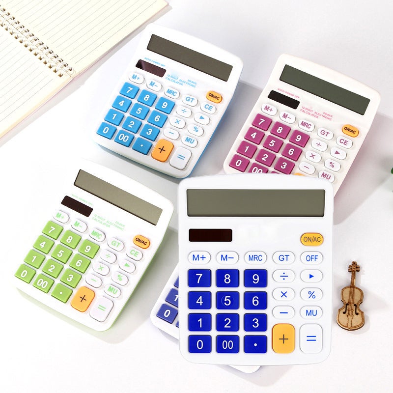837 Calculator 12 Solar Dual Power Student Color Calculator Office Procurement Computer - Image 1