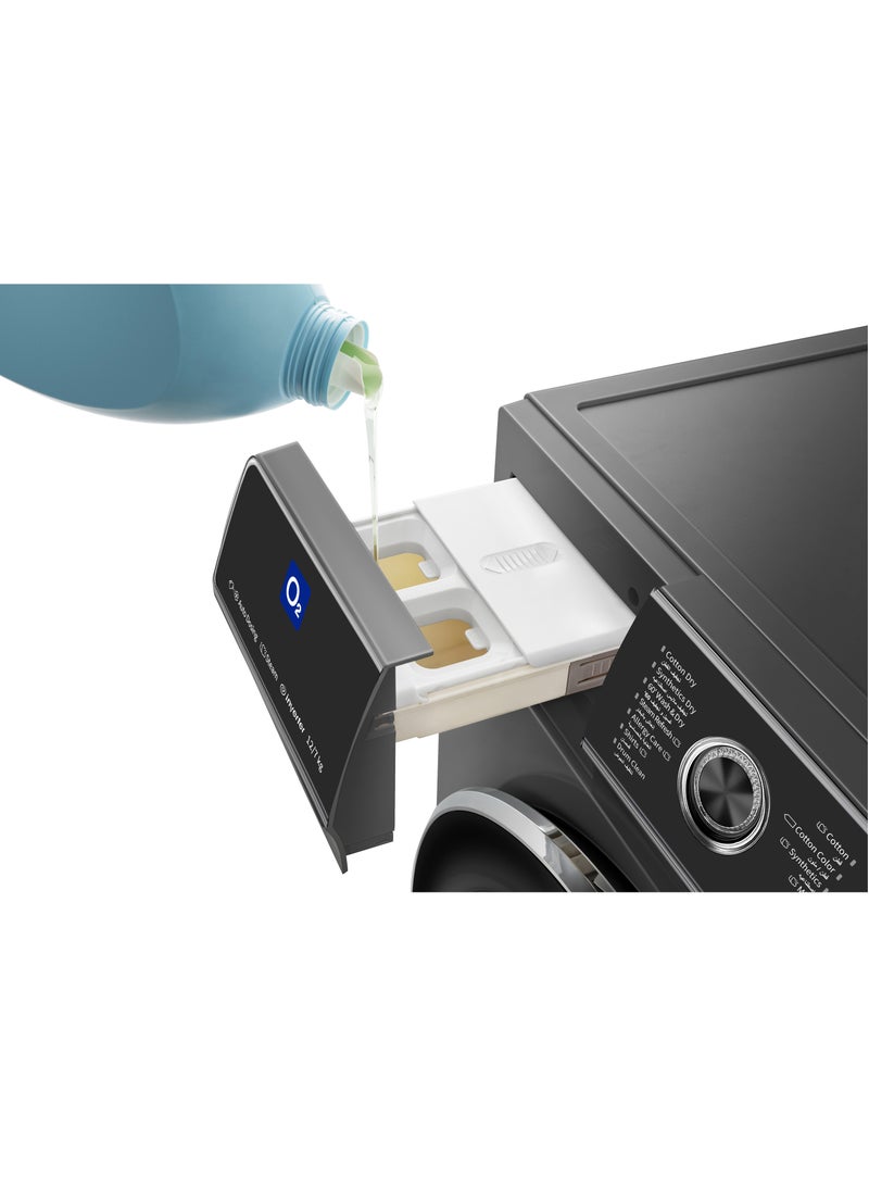 O2 Front Load Fully Automatic Steam Drying And Washing Machine 12 kg Dark Steel OFL12-07CB2  - Image 5