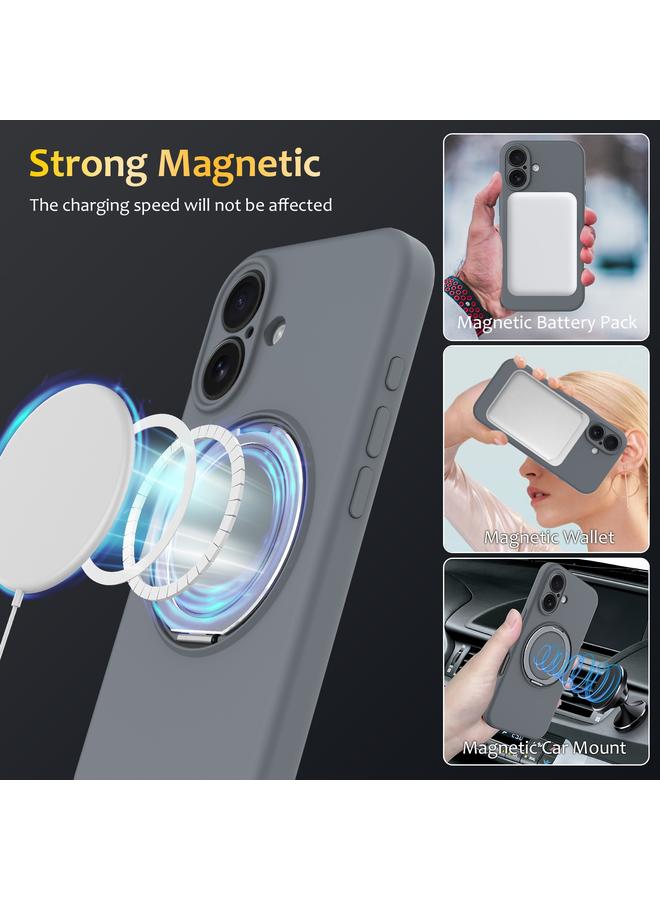 اس-توب جراب لهاتف iPhone 16 Plus من السيليكون السائل MagSafe مع حامل دوار - Image 4