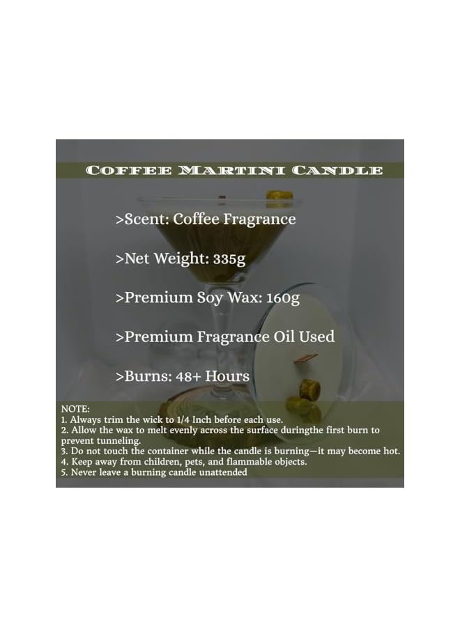 Green Tiger Coffee Martini Soy Wax Candle, Coffee Fragrance, Decorative candles, scented candles, soywax candles, glass candle, luxury, home fragrance, coffee candle, martini glass - Image 2