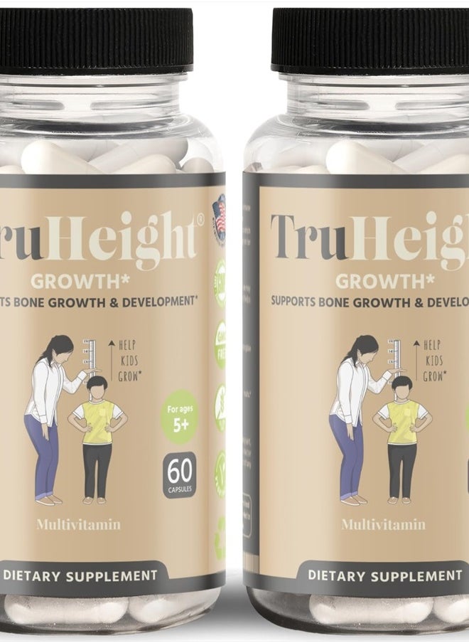 AmmoniaSport - TruHeight Capsules - Natural Height Growth Supplement for Kids & Teens - Pediatric Recommended Height Maximizer with Ashwaganda & Calcium - Height Increase Vitamins, Bone Strength, Grow Taller Ages 5+ - Image 1