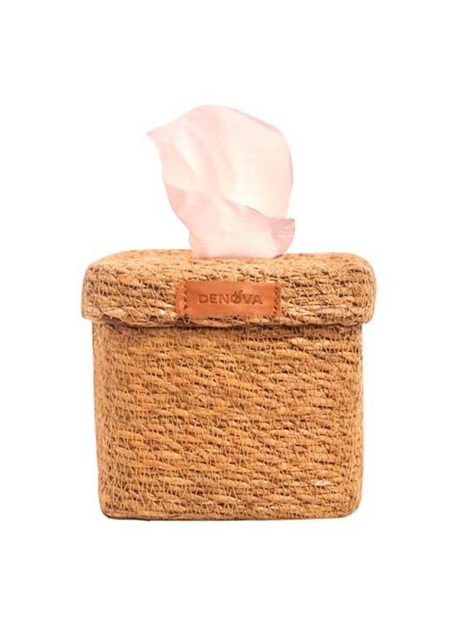DENOVA Seagrass Tissue Box Holder, Handcrafted Tissue Container for 100 Pulls Paper Towel Dispenser for Office Living Bedroom Car Desk Dining Table Home Decor Organizer (Seagrass) - Image 1