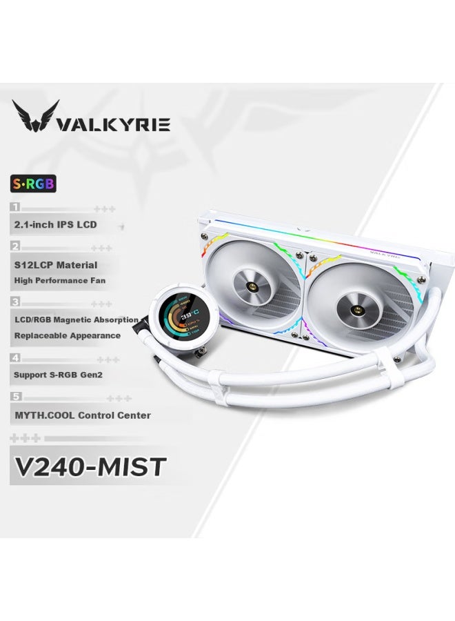 Valkyrie V240 Valkyrie Vk Integrated Cpu Water Cooler 2.1-inch Ips Lcd Screen Lcp Fan Blade Fan Supports Lga1700 - Image 1