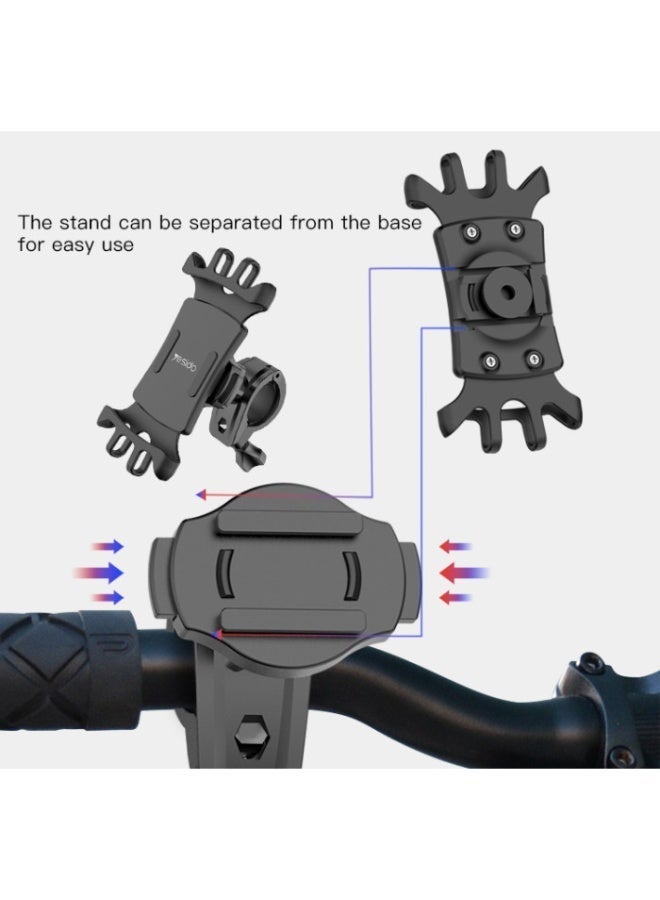 Yesido Bike Phone Holder – Yesido C66 Universal Bicycle & Motorcycle Mobile Holder with 360° Rotation and Anti-Shake Silicone Grip - Image 2