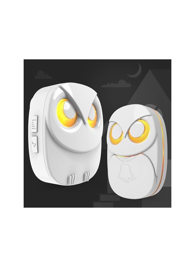 promass Wireless Doorbell, Cute Owl Doorbell Weatherproof IP55 Outdoor Remote Push Button- 1000 Feet Long Wireless Range, 1 Receiver + 1 Transmitter (White) - Image 4