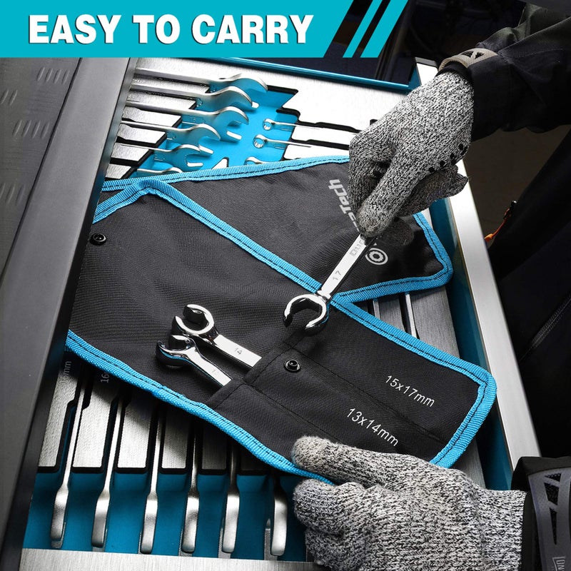 DURATECH Flare Nut Wrench Set, Metric, 3-piece, 10, 12, 13, 14, 15, 17mm, CR-V Steel, Organizer Pouch Included - Image 5