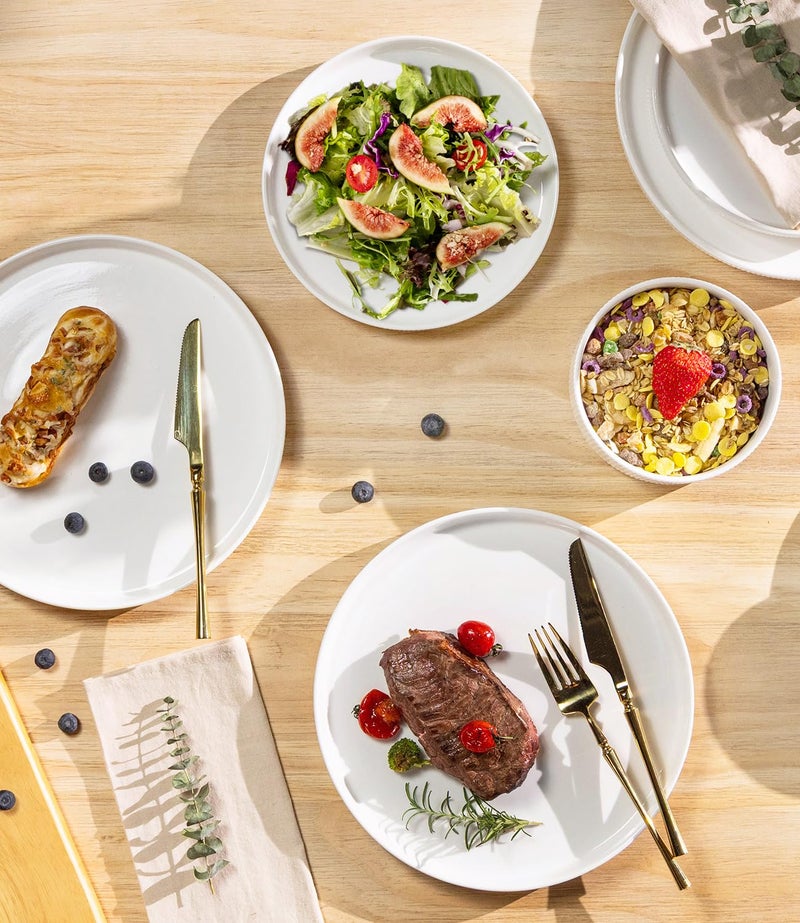 TheTerra Ceramic Dinnerware Sets for 6, 18 Pieces Porcelain Lightweight Plates and Bowls Sets, Scratch Resistant Dish Set, Oven & Microwave & Dishwasher Safe, Bright White - Image 3