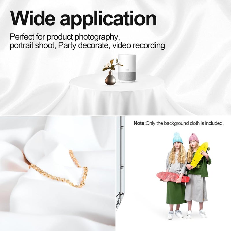 EMART 10x10ft/3x3m White Backdrop for Photography, Large Party Photo Background Curtain Drapes, Washable Polyester Fabric Back Drop Screen Sheet for Birthday Video Studio Portrait Photoshoot - Image 5