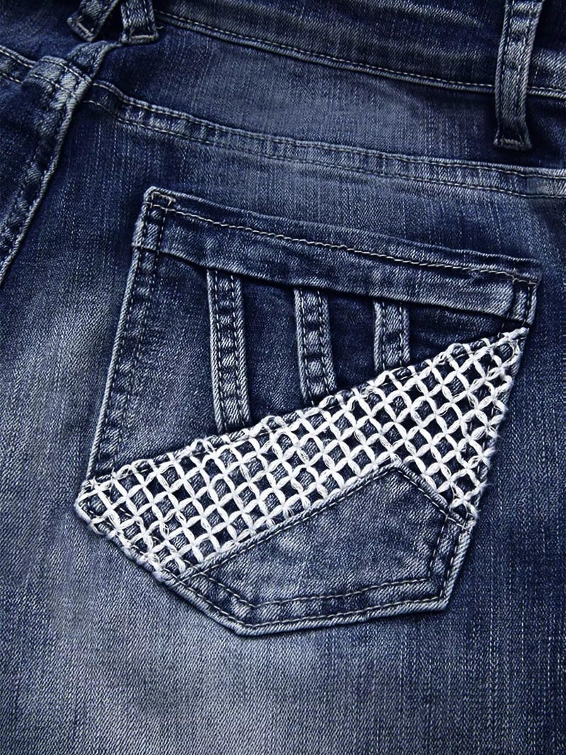 Flamingals Boot Cut Jeans for Women Mid Waist Straight Leg Jeans Trendy Jeans Denim Pants Dark Blue 2XL - Image 5