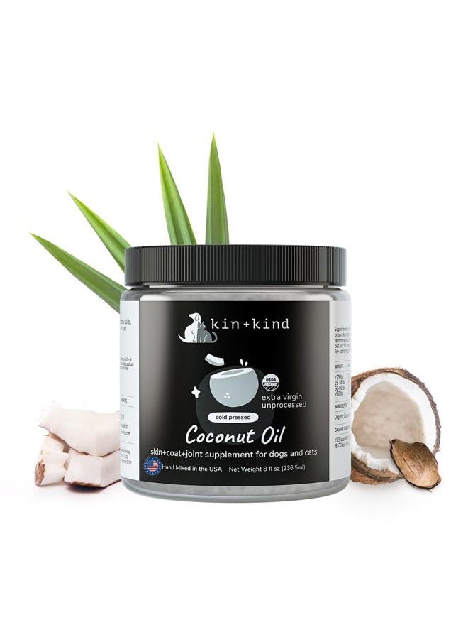 Kin+Kind - Organic Coconut Oil Pet Supplement for Dogs and Cats - Safe, Natural Skin and Coat Support with Cold Pressed Extra Virgin Coconut Oil - Itchy Skin, Dry Cracked Noses & Dry Skin Treatment - Made in USA - Image 1