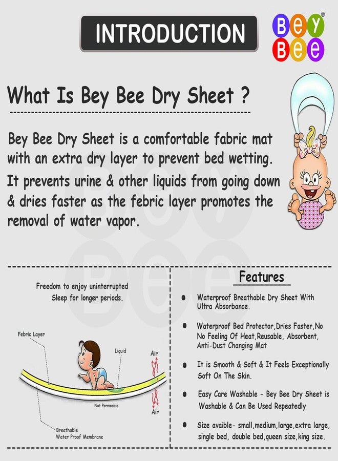 Bey Bee Dry Baby Bed Protector Waterproof Sheet Medium, Royal Blue - Image 4