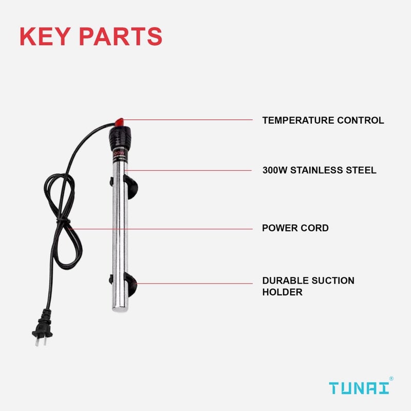 TUNAI Stainless Steel Heater for Aquarium Fish Tank (Stainless Steel, 300W) - Image 2