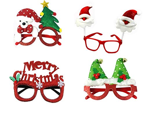 Evisha 4 Pcs Santa Claus Merry Christmas Goggles Eye wear for Christmas Decoration - Image 1