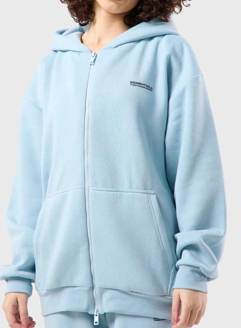 The Giving Movement Oversized Space Printed Zip Hoodie