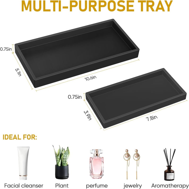 EG-SIPRO Bathroom Counter Tray, High-Grade Thickened Silicone Bathroom Vanity Tray,Shatterproof Durable Rectangle Bathroom Tray Soap Dispenser Tray for Bathroom Countertop - Image 5