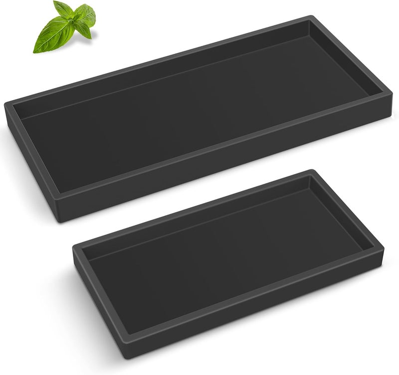 EG-SIPRO Bathroom Counter Tray, High-Grade Thickened Silicone Bathroom Vanity Tray,Shatterproof Durable Rectangle Bathroom Tray Soap Dispenser Tray for Bathroom Countertop - Image 1