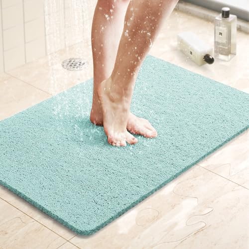 LuxStep Shower Mat Bathtub Mat,24x16 inch, Non-Slip Bath Mat with Drain, Quick Drying PVC Loofah Bathmat for Tub,Shower,Bathroom (Phthalate Free,Green) - Image 1