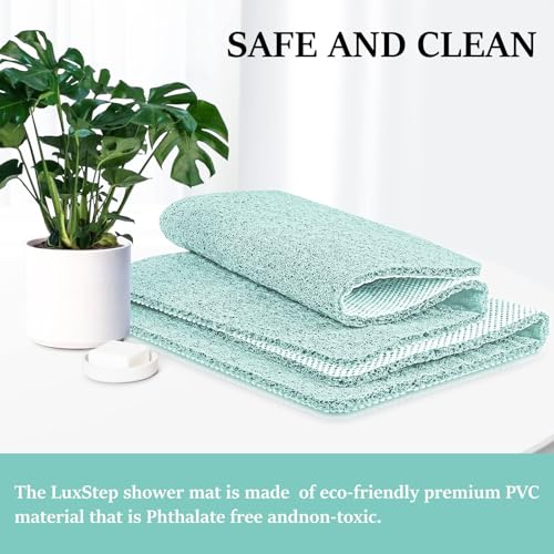 LuxStep Shower Mat Bathtub Mat,24x16 inch, Non-Slip Bath Mat with Drain, Quick Drying PVC Loofah Bathmat for Tub,Shower,Bathroom (Phthalate Free,Green) - Image 4