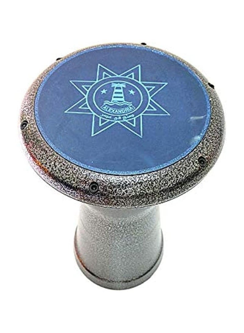 Alexandria Professional Egyptian Darbuka Drum (Tabla) with Soft Case – Aluminum Goblet Drum for Belly Dance & Arabic Music – Antique Silver - Image 2