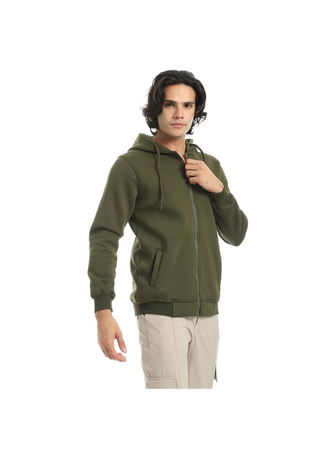Andora Inner Fleeced For Everyday Use Hooded Zipper Closure Jacket _ Olive - Image 2