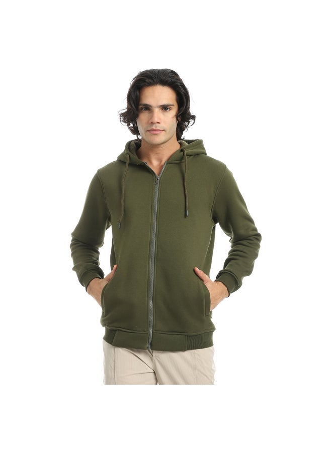 Andora Inner Fleeced For Everyday Use Hooded Zipper Closure Jacket _ Olive - Image 1