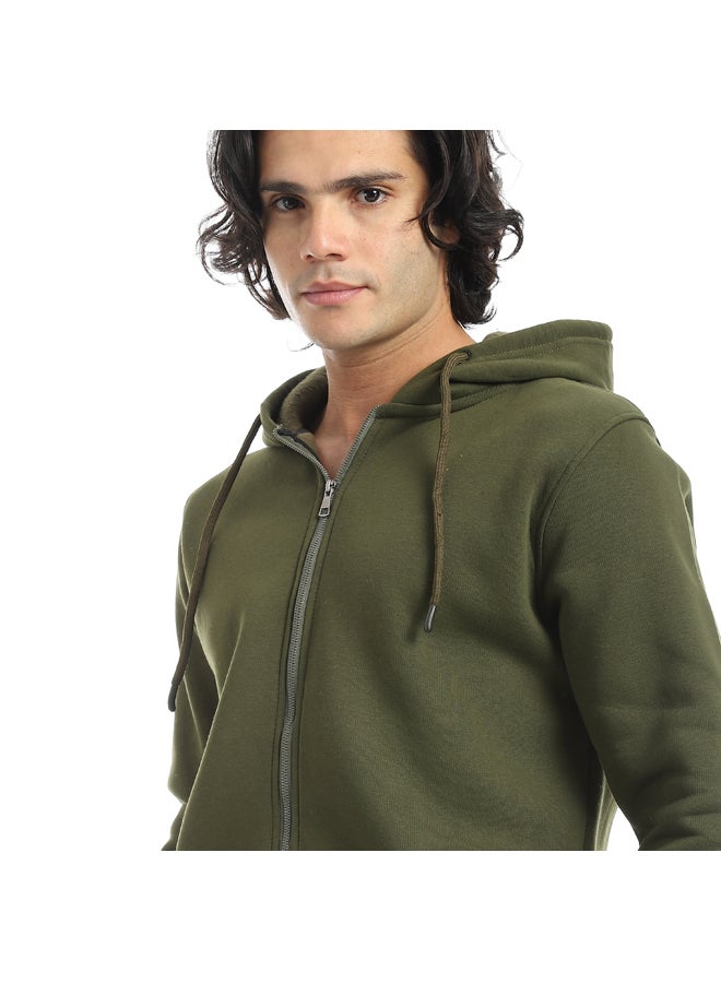 Andora Inner Fleeced For Everyday Use Hooded Zipper Closure Jacket _ Olive - Image 3