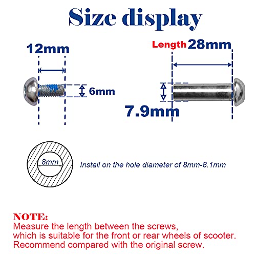 OTFAITP M8x28mm Screws for 2-3-4-Wheel Kid Scoote Replacement Micro Mini Foldable Kick Scooter Kids Scooters Axles Repair (28) - Image 2