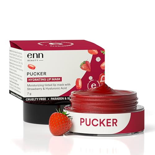 ENN Hydrating Tinted Lip Mask For Dry & Chapped Lip With Strawberry, Shea Butter & Hyaluronic Acid | Helps in Brightening Dark Lips, Hydrates & Moisturizes Dry Lips | For Men & Women, 7g - Image 1