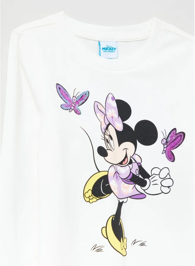 او في اس OVS Disney Minnie Mouse T-Shirt With Long Sleeves