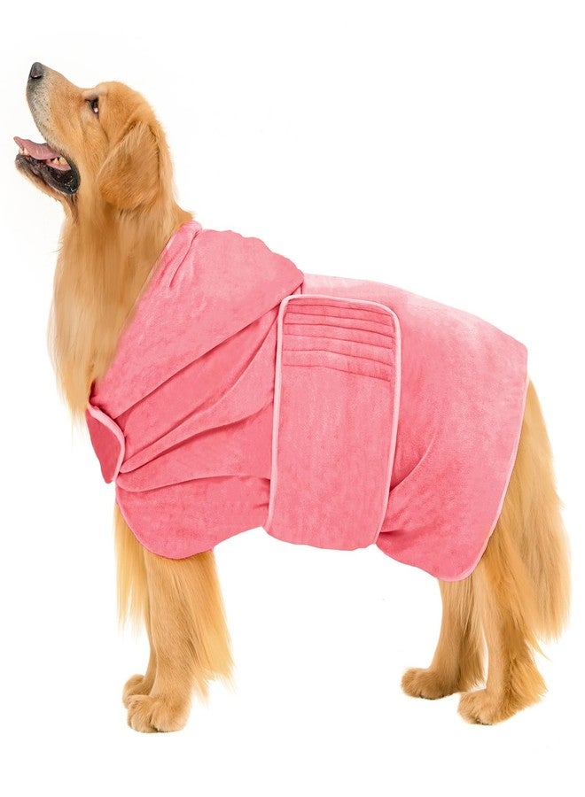 Avont Dog Bathrobe - Super Absorbent Pet Drying Towel Bath Robes After Bath Shower Swim Wet Walk for Puppies -Pink(L) - Image 1