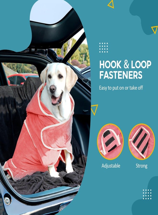 Avont Dog Bathrobe - Super Absorbent Pet Drying Towel Bath Robes After Bath Shower Swim Wet Walk for Puppies -Pink(L) - Image 5