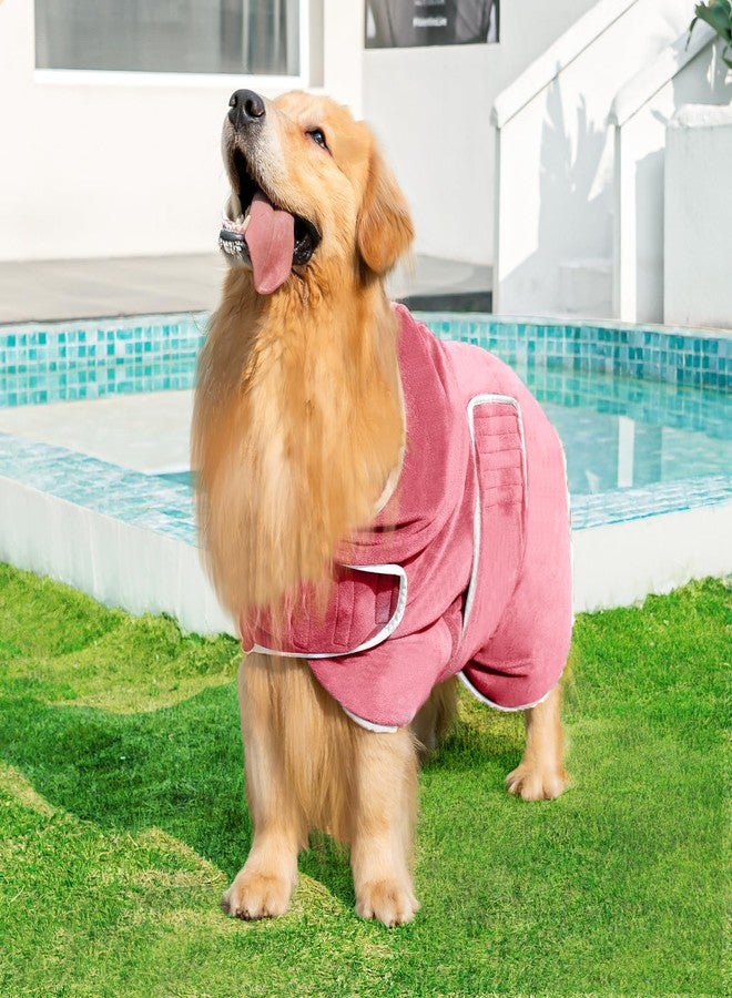 Avont Dog Bathrobe - Super Absorbent Pet Drying Towel Bath Robes After Bath Shower Swim Wet Walk for Puppies -Pink(L) - Image 3