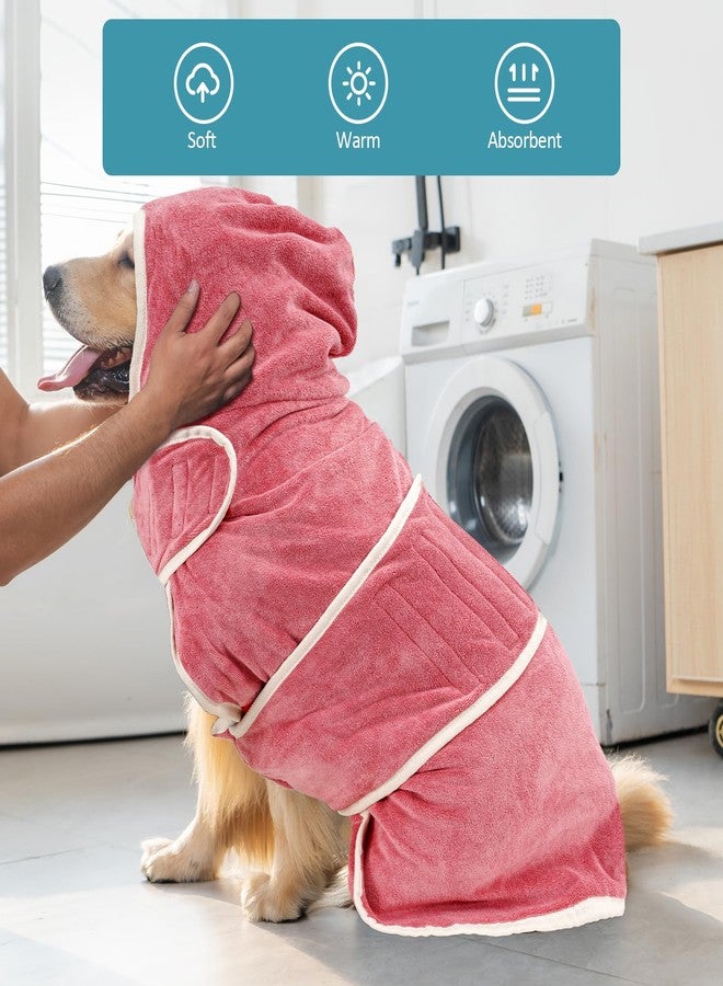 Avont Dog Bathrobe - Super Absorbent Pet Drying Towel Bath Robes After Bath Shower Swim Wet Walk for Puppies -Pink(L) - Image 2