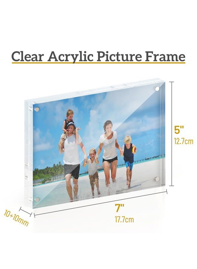 ATZYmolin 5x7 Acrylic Picture Frame 3 Pack, 20mm Thick Magnetic Double Sided Display 20% Thicker- Frameless Clear Transparent Photo Frame for Desktop/Tabletop, Self Standing with Microfiber Cloth - Image 3