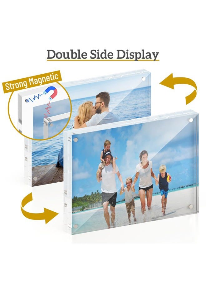 ATZYmolin 5x7 Acrylic Picture Frame 3 Pack, 20mm Thick Magnetic Double Sided Display 20% Thicker- Frameless Clear Transparent Photo Frame for Desktop/Tabletop, Self Standing with Microfiber Cloth - Image 2