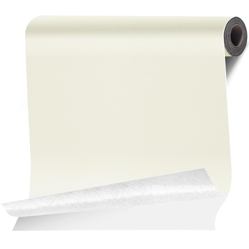Cahomo Leather Repair Tape Patch, 35.4" x 79" Self Adhesive Leather Patches for Furniture,Vinyl Repair Kit for Car Seat, Couch, Chairs, Boat Seat, Sofa Beige White - Image 1