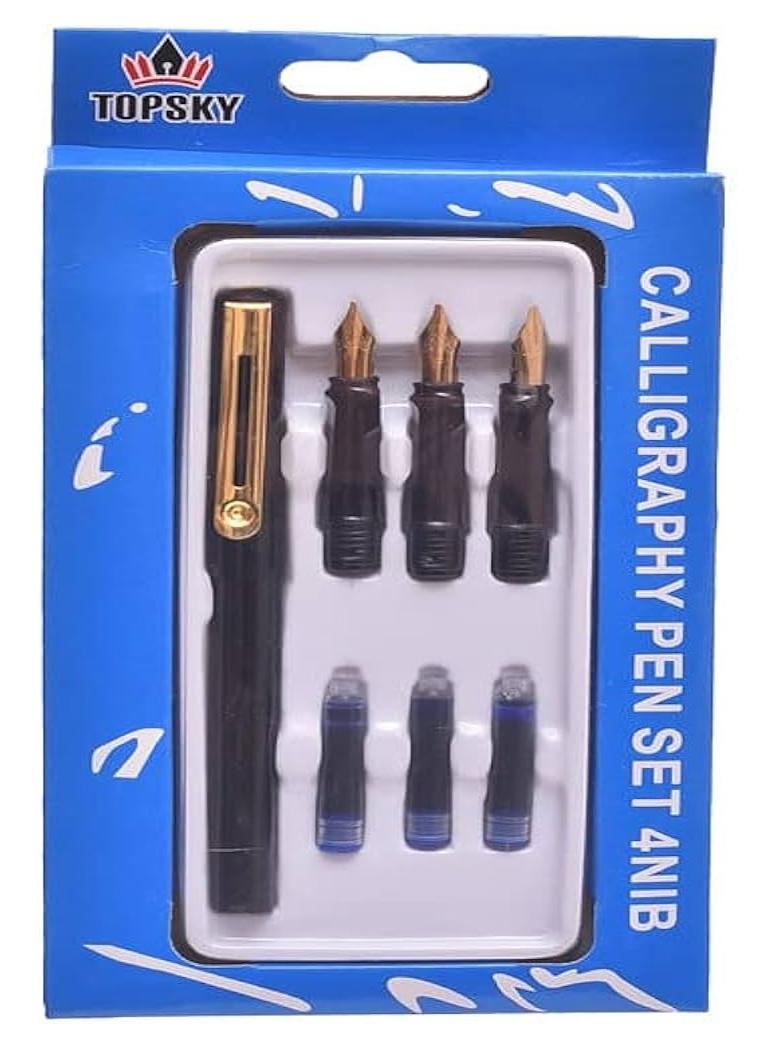 TOPSKY Calligraphy Pen Ink Set with 3 Pin - Black - Image 1