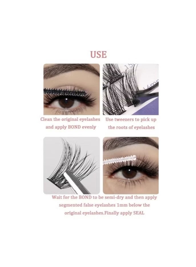 Dougez 144 Root False Cluster Lashes， DIY Eyelash Extension Lashes， Natural Look， Reusable Lashes，High-grade Fiber Large Capacity ，with Tweezer - Image 4