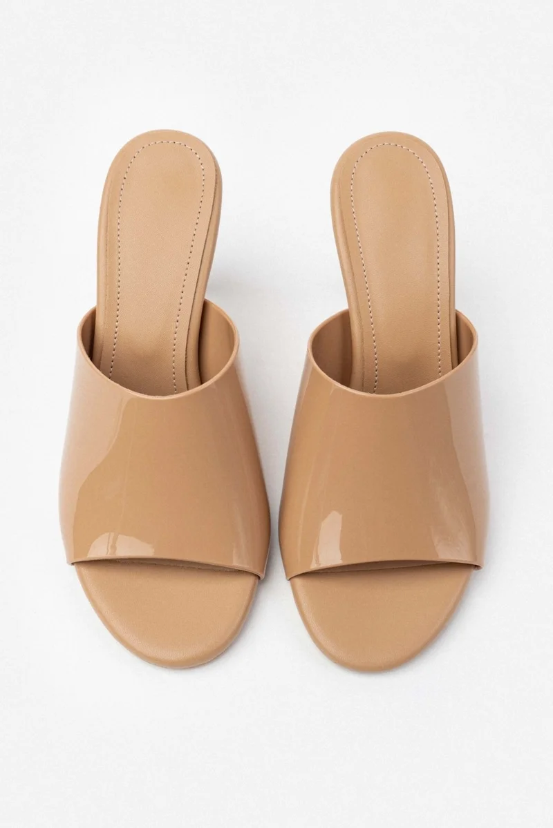 Nişantaşı Shoes Morris Nude Transparent Band Detailed Women's Heeled Slippers
