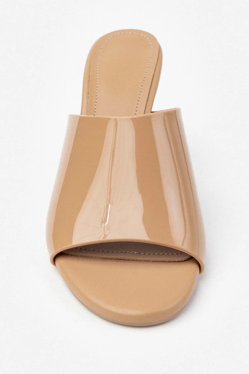 Nişantaşı Shoes Morris Nude Transparent Band Detailed Women's Heeled Slippers