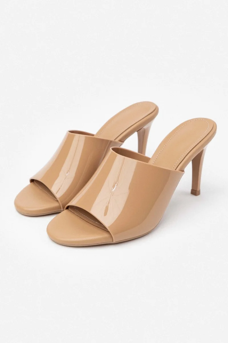Nişantaşı Shoes Morris Nude Transparent Band Detailed Women's Heeled Slippers