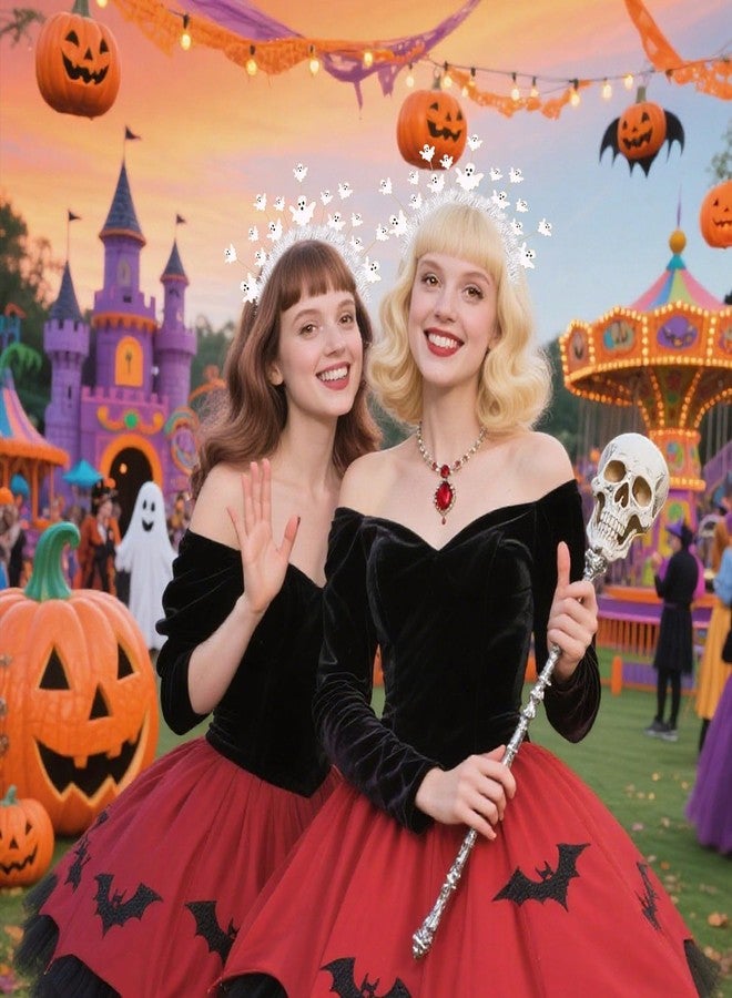 NVENF Halloween Headbands for Women Spooky Witch Ghost Headbands Gothic Halloween Accessories Costume Outfits Party Favors Decors Gifts (Pattern C) - Image 3