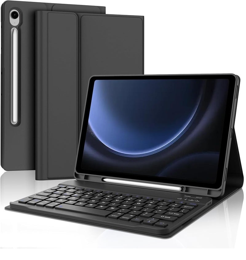typecase Keyboard Case for Samsung Galaxy Tab S10 Lite / S10 FE / S9 / S9 FE (11/10.9 Inch only) with S Pen Holder, Pen Holder, Multi Viewing Angle, Slim Detachable Bluetooth Keyboard Cover (Black) - Image 1