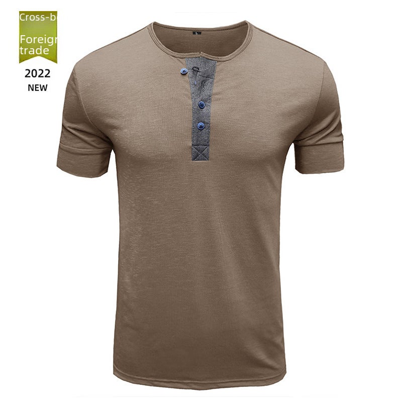 2022 Summer New and Men''s T-shirt Code Solid Color Henry Foreign Trade Men''s T-shirt Casual Men''s Clothes - Image 5