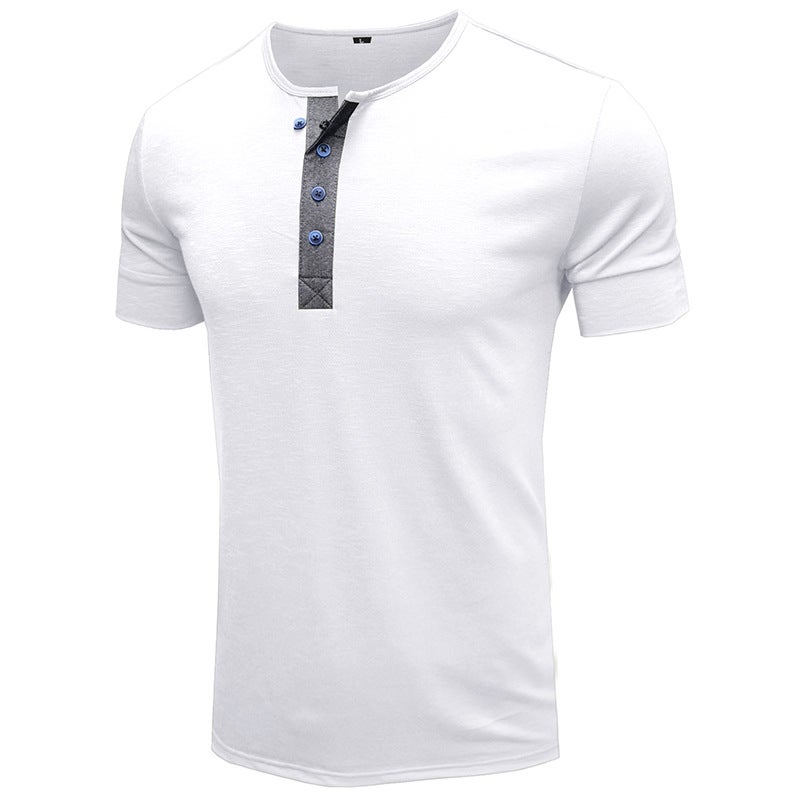 2022 Summer New and Men''s T-shirt Code Solid Color Henry Foreign Trade Men''s T-shirt Casual Men''s Clothes - Image 1
